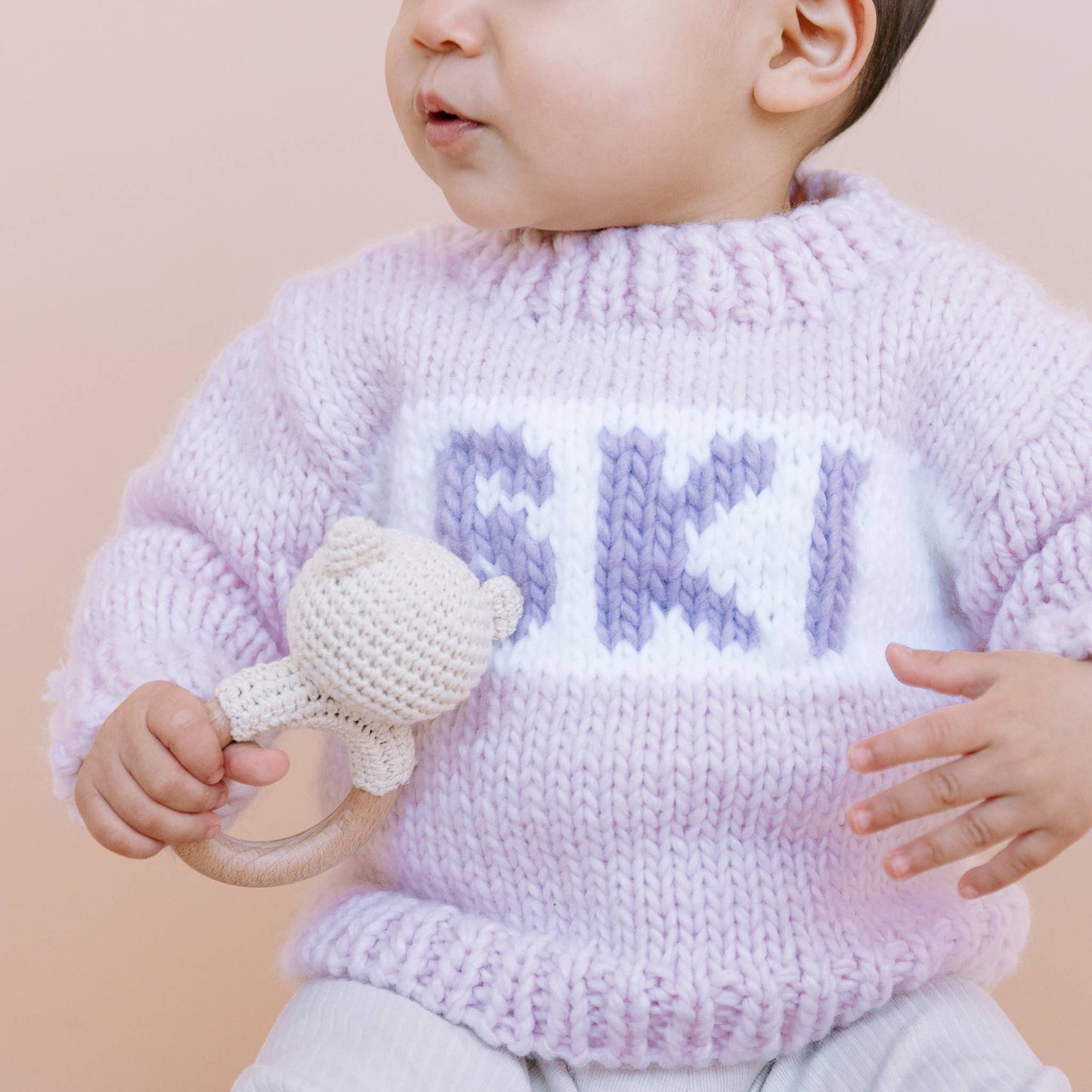 Hand Knitted Baby Ski Jumper, Baby Pink