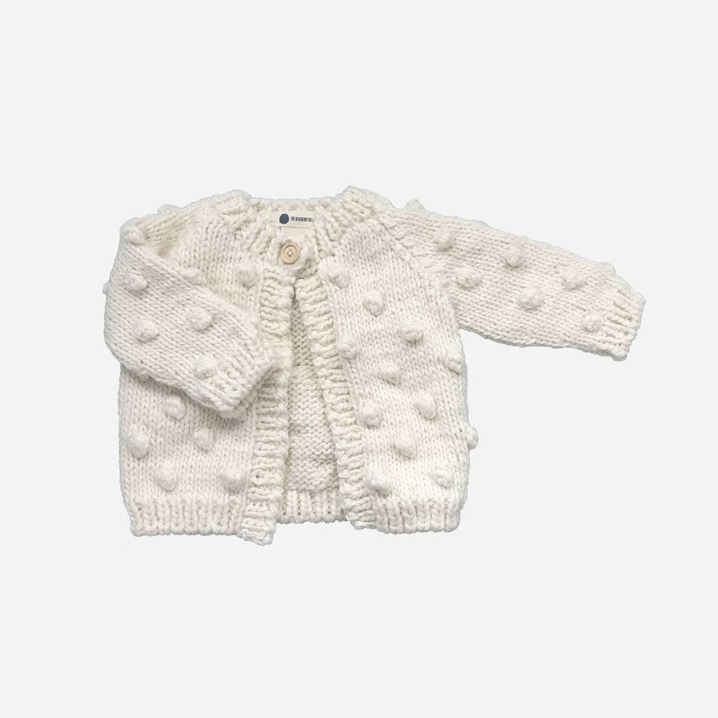 Hand Knitted Popcorn Cardigan, Cream