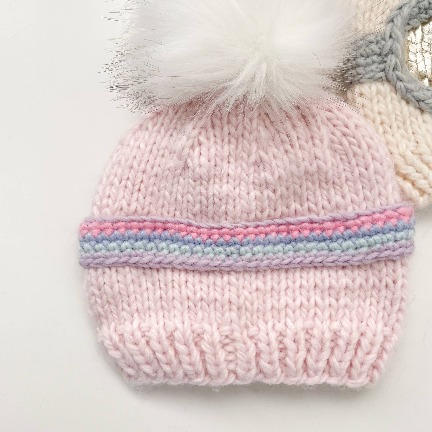 Ski Goggles Pom Pom Beanie Hat, Baby Pink