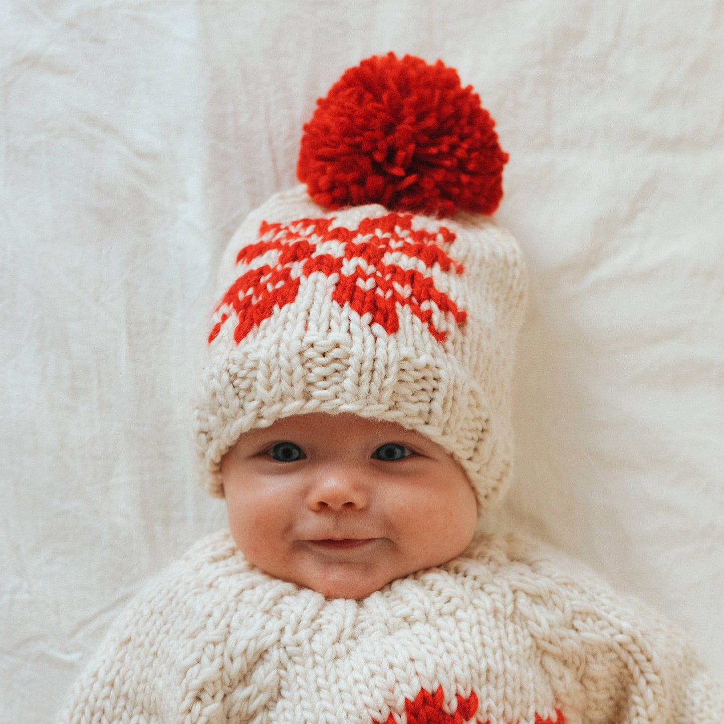 Snowflake Natural Hand Knit Beanie