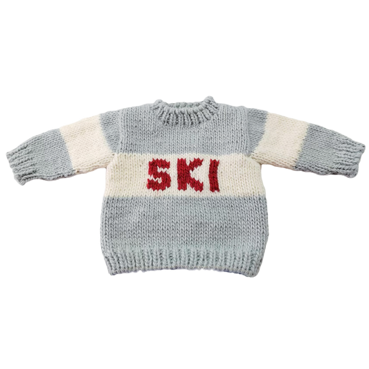 Hand Knitted Baby Ski Jumper, Bowie Grey