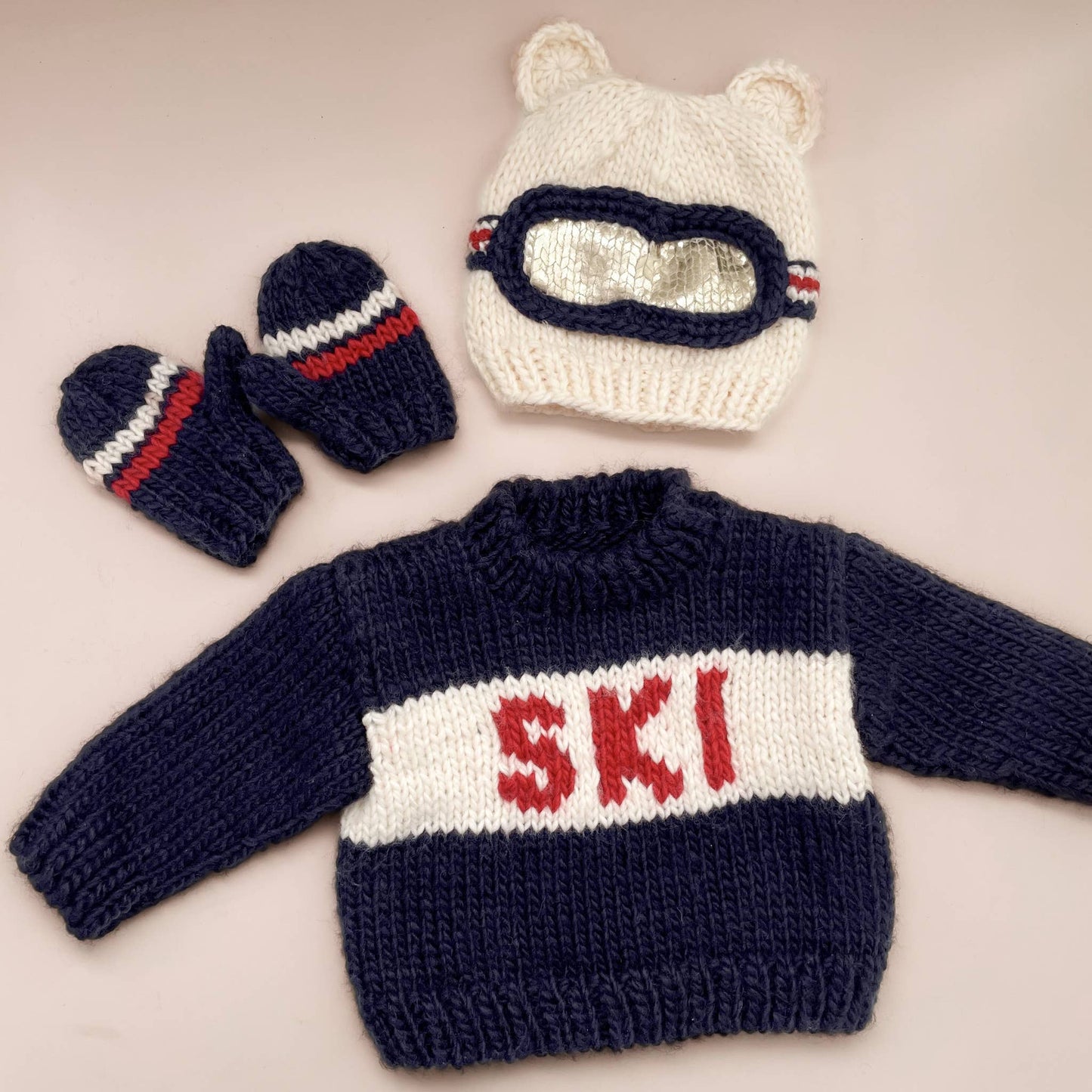 Hand Knitted Baby Ski Jumper, Navy