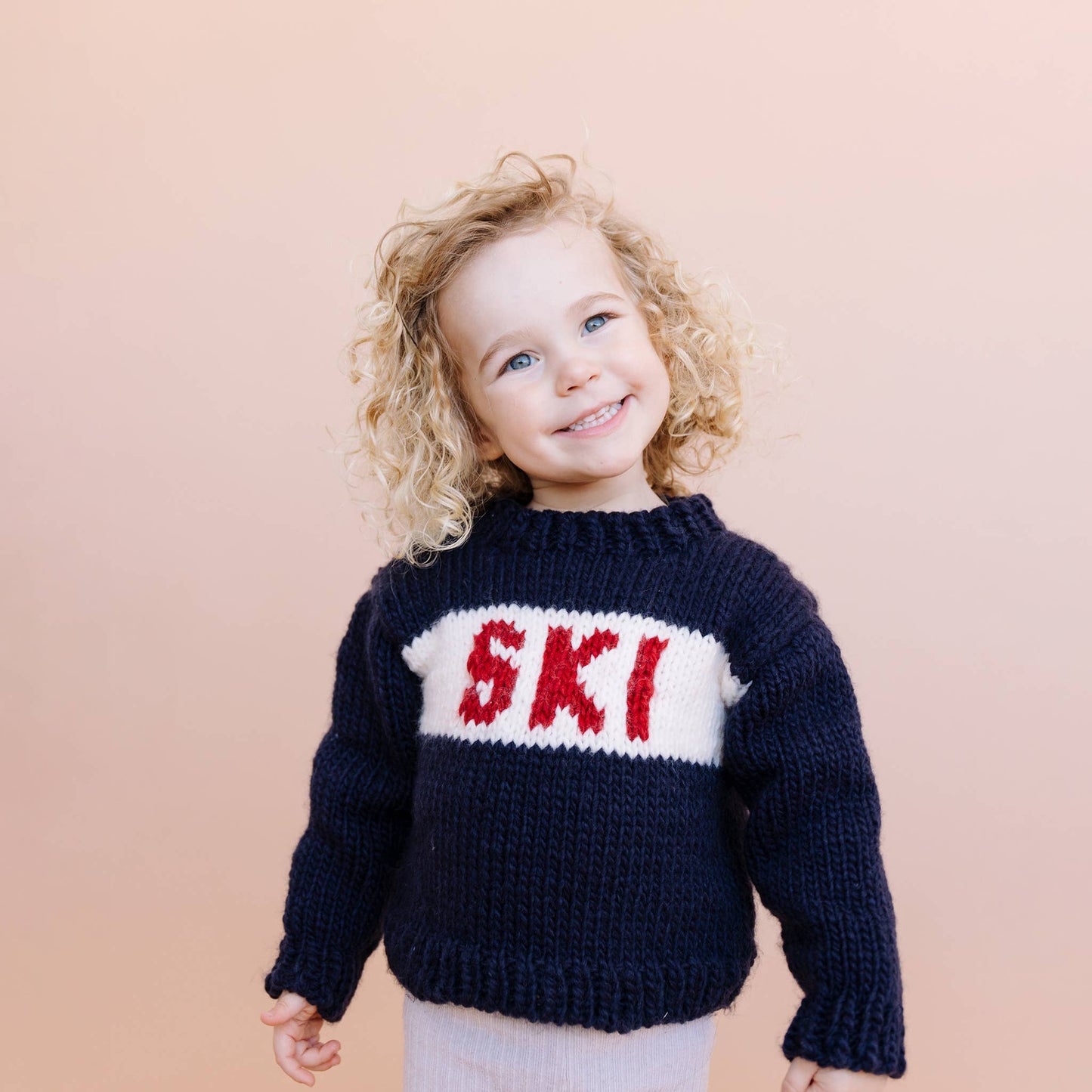 Hand Knitted Baby Ski Jumper, Navy