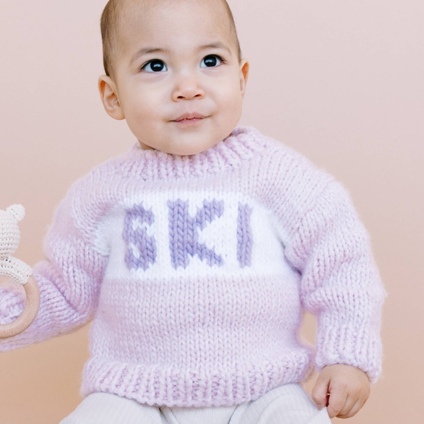 Hand Knitted Baby Ski Jumper, Baby Pink