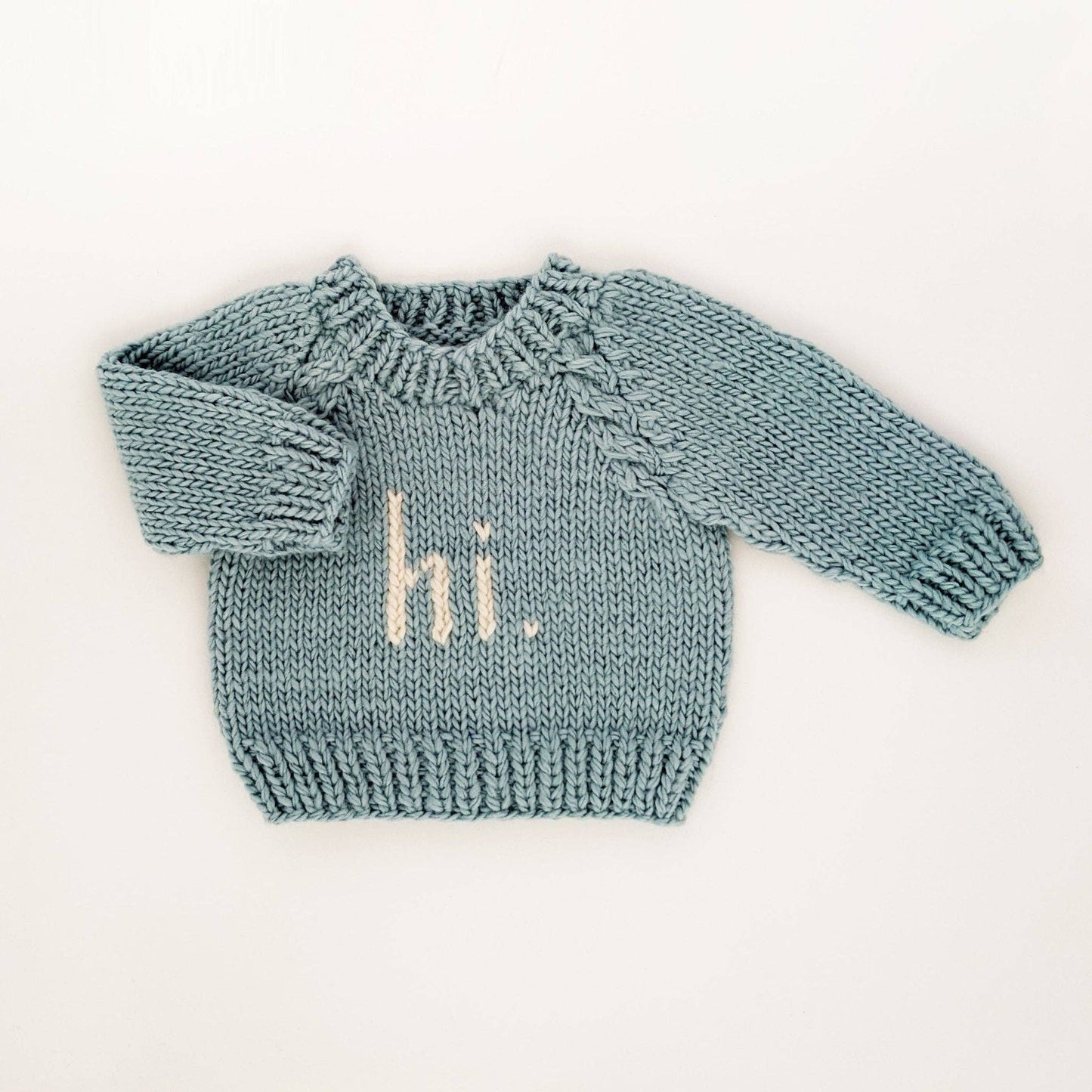 Hi. Crew Neck Surf Blue Knitted Baby Jumper