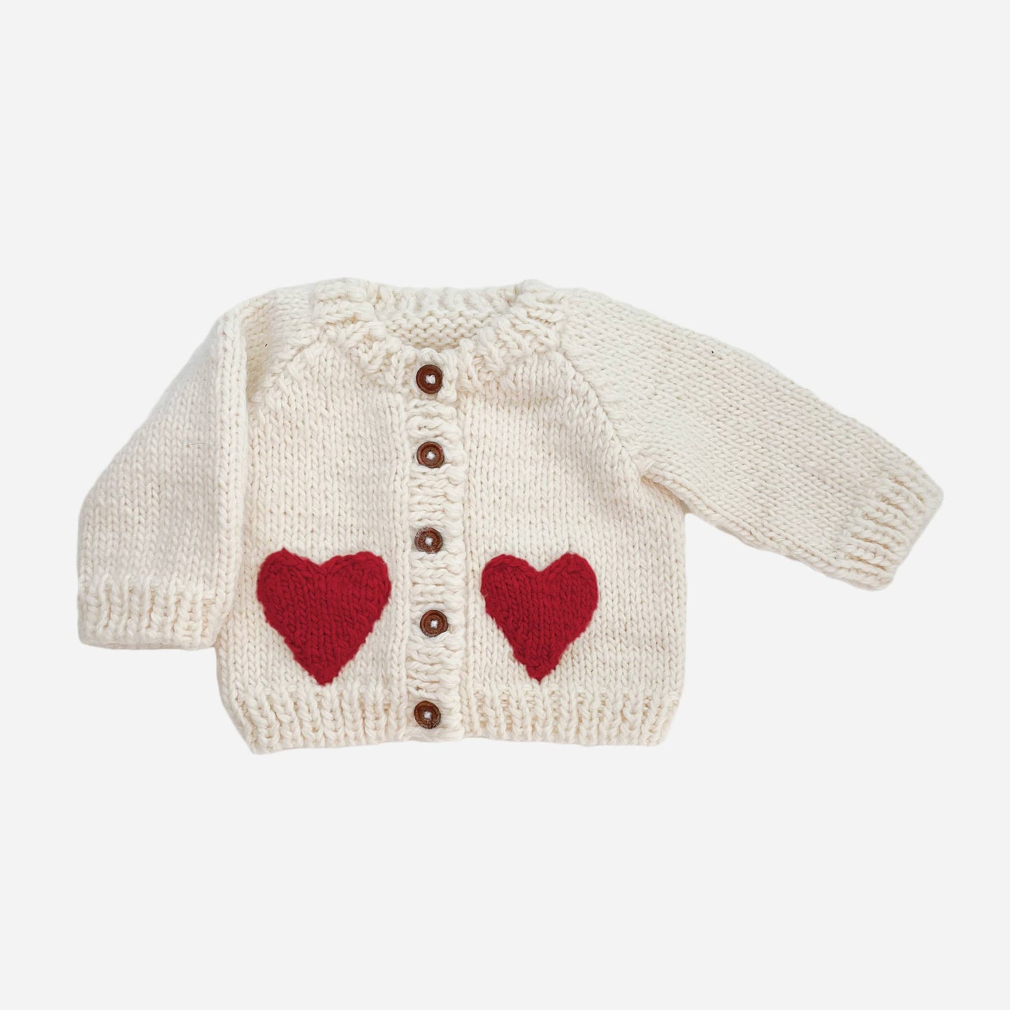 Hand Knitted Baby Love Heart Cardigan, Red