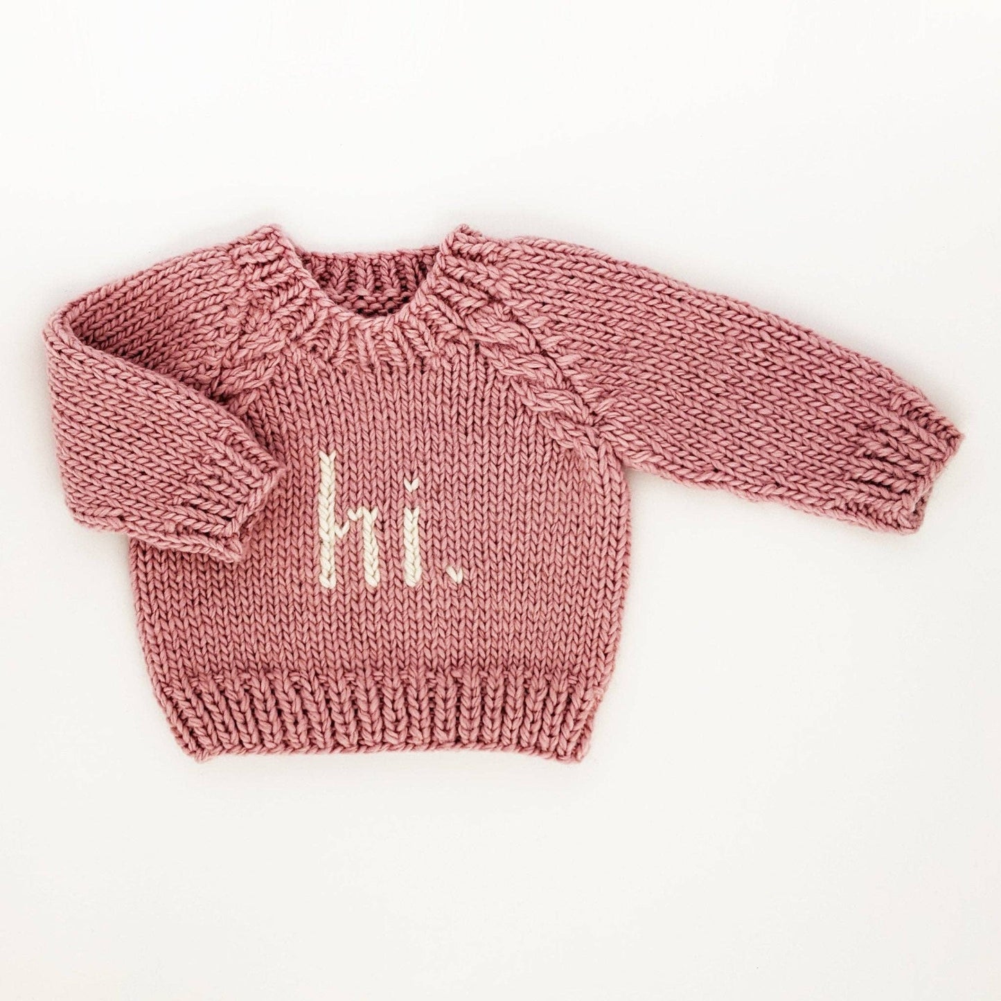 Hi. Crew Neck Rosy Pink Knitted Baby Jumper