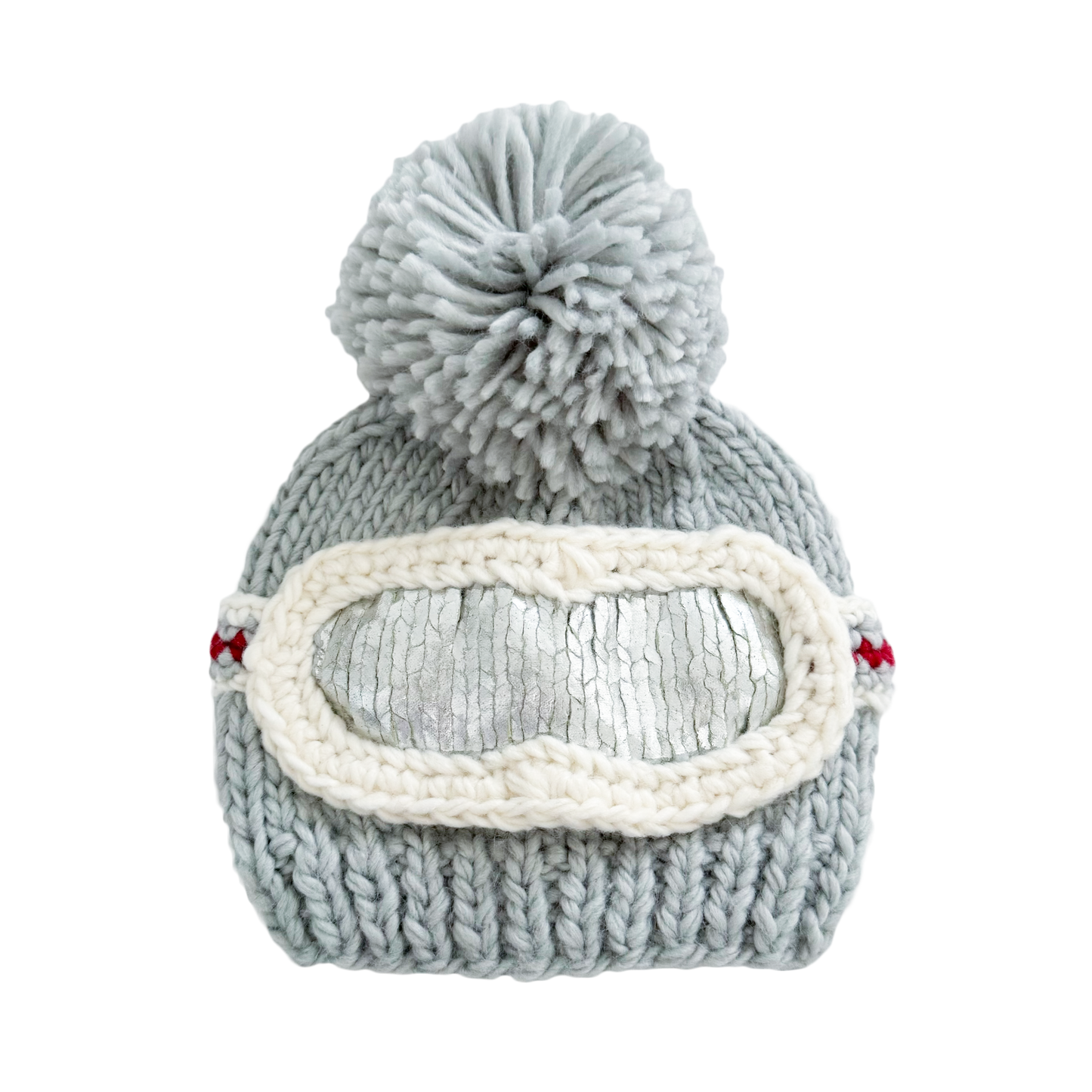 Ski Goggles Pom Pom Beanie Hat, Bowie Grey