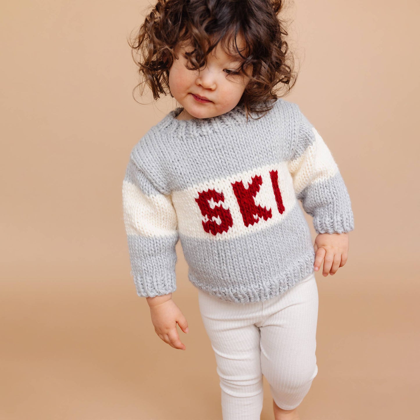 Hand Knitted Baby Ski Jumper, Bowie Grey