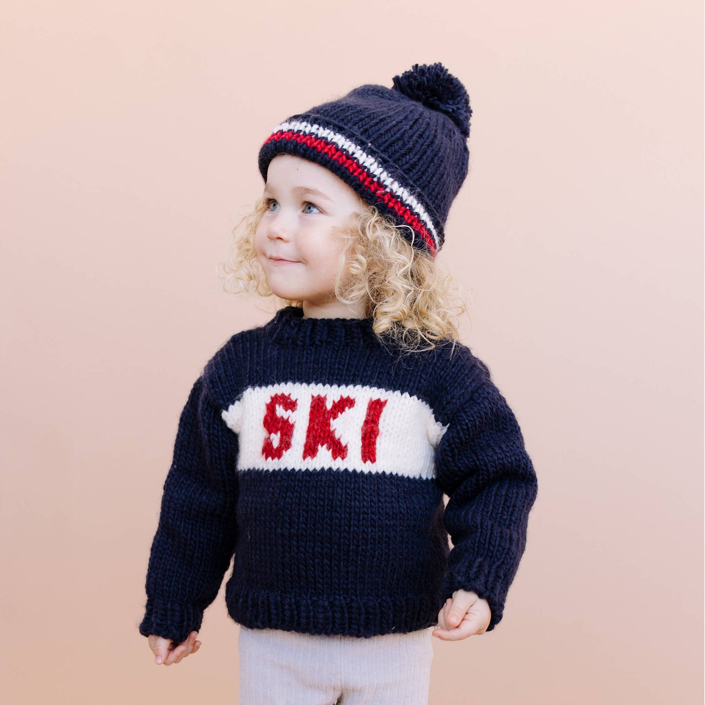 Hand Knitted Baby Ski Jumper, Navy