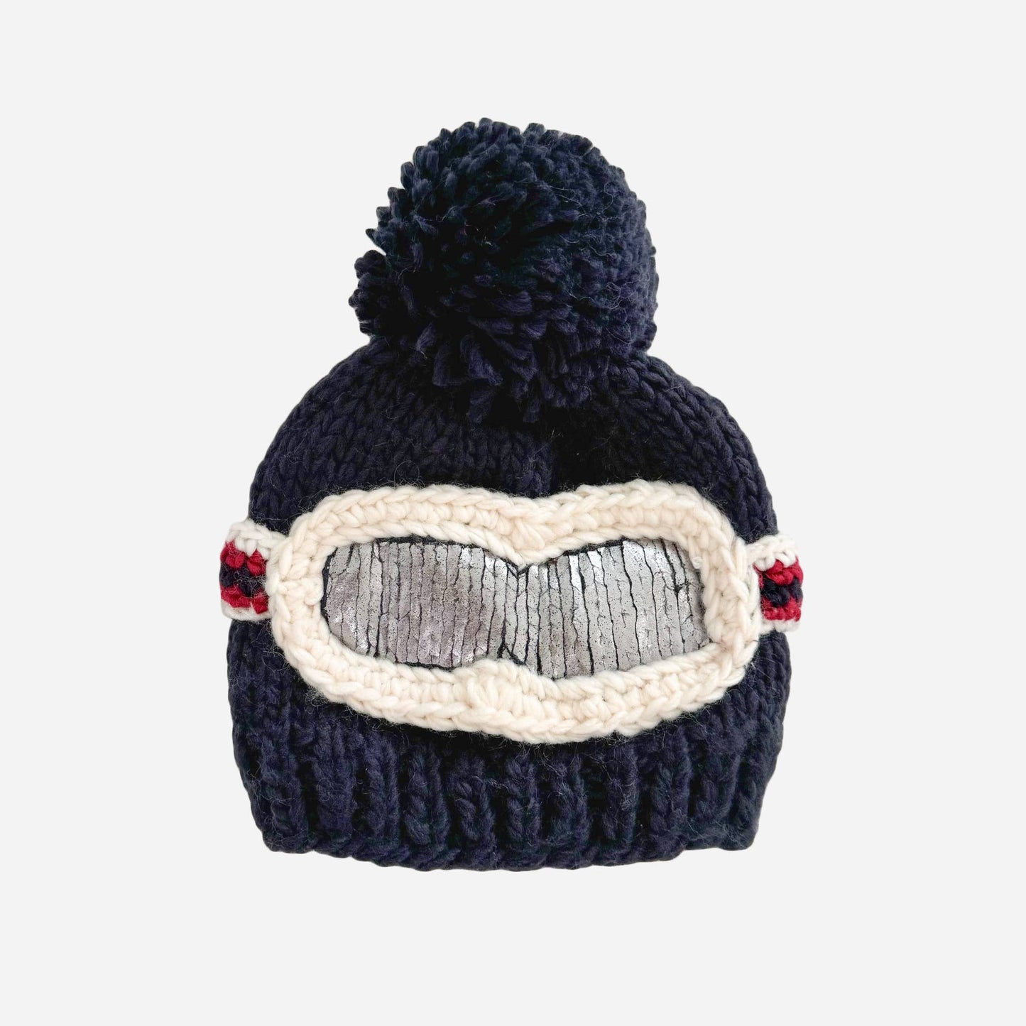 Ski Goggles Pom Pom Beanie Hat, Navy