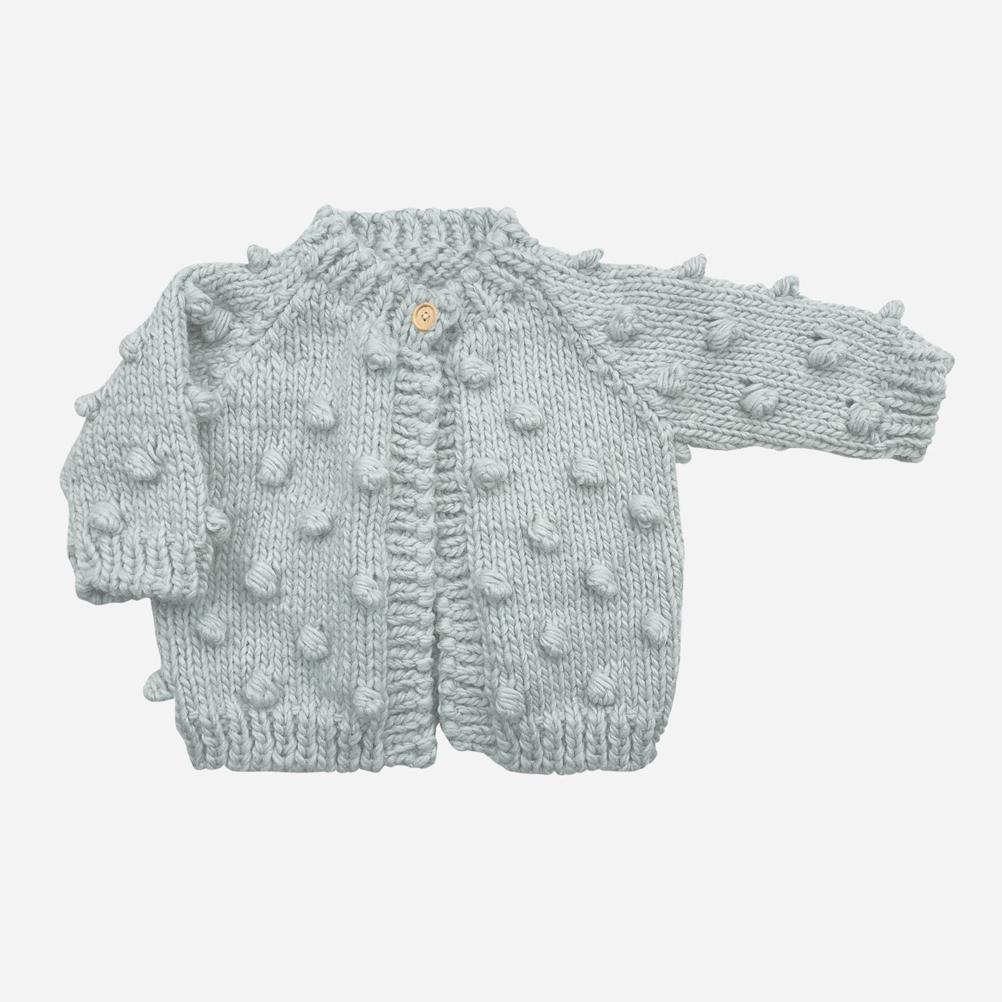 Hand Knitted Popcorn Cardigan, Bowie Grey